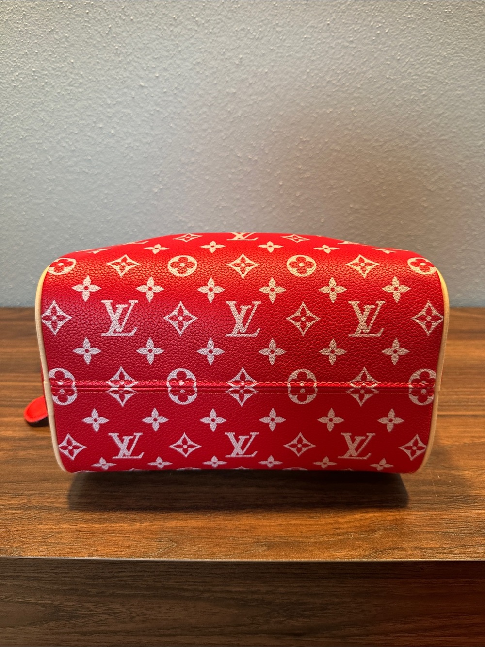 INSPIRED Red Monogram Satchel with Pouch Size 25 P9 - Picture 7 of 16